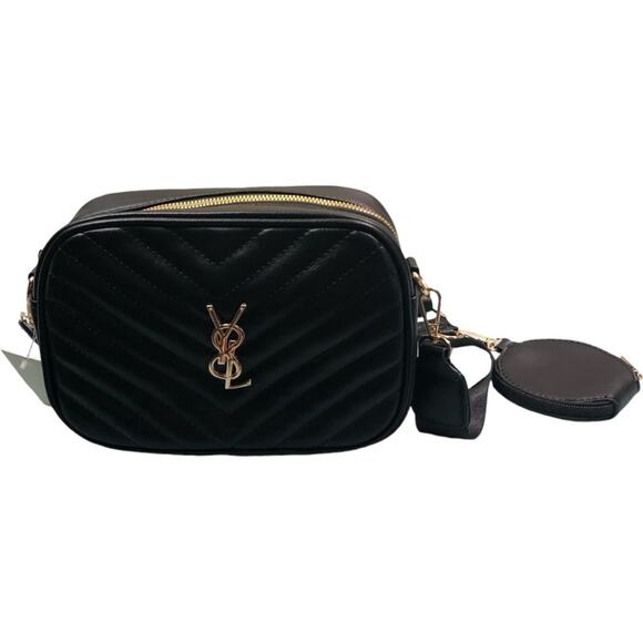 Designer Inspired Black Quilted Crossbody Shoulder Bag - Picture 9 of 15